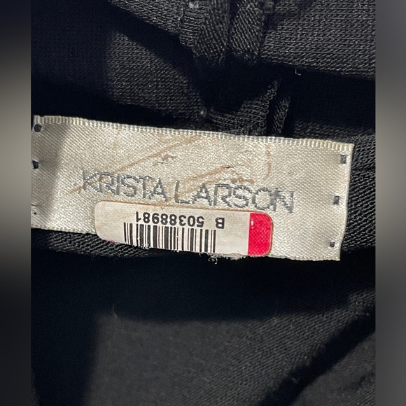 Krista Larson Black 100% Wool Cardigan One Size Minimalist Lagenlook Artsy Comfy - Picture 3 of 7